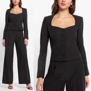 Express Black Editor Sweetheart Neckline Bustier Button Front Blazer